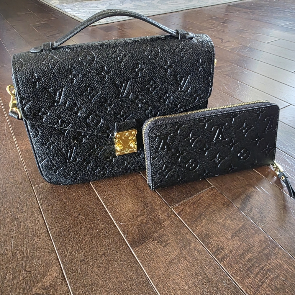 Embossed Faux Leather Crossbody & Wallet Set